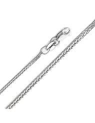 14K White Gold 0.8mm Braided Square Wheat Chain Necklace with Lobster Claw Clasp