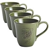 BonJour Dinnerware Sierra Pine 4-Piece Stoneware Mug Set, Forest