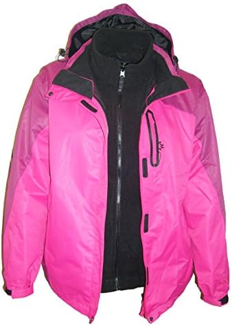 Pulse Womens Plus Size Ski Jacket Coat 1X 2X 3X 4X 5X (2X, Pink/Raspberry/Black)