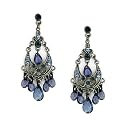 Hematite Tone Sapphire Hues Chandelier Earrings