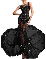 Applique Beaded Sequined Lace Tulle Mermaid Prom Dress/Wedding Dress 