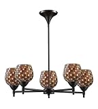 IMAGE OF Celina 5-Light Chandelier In Dark Rust And Multi Fusion Glass