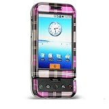 HTC T-Mobile G1 Google Cell Phone Pink Check Design Snap-On Case Cover with Removable Swivel Belt Clip