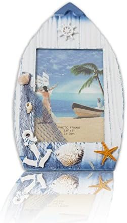 Handmade Nautical Wooden Photo Frame with Sea Shells, Beach Picture Frame Décor, Coastal Wooden Photo Frame 2 Random Variations