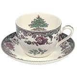 Spode Christmas Tree Grove Teacup and Saucer, Set of 4