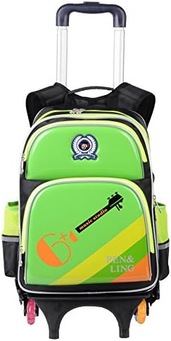 Childrens' Wheeled Backpack Rod detachable Backpack (Green)