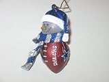 DALLAS COWBOYS 2.75 Striped Snowman with Scarf Touchdown Football CHRISTMAS ORNAMENT