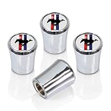 Lowest Price Ford Mustamg Logo Chrome Tire Stem Valve Caps, Official Licensed