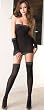 Sexy Black w/ Silver Sparkle Tube Dress, Stockings & Arm Warmer