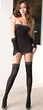Sexy Black w/ Silver Sparkle Tube Dress, Stockings & Arm Warmer