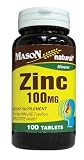 Mason Vitamins Zinc 100 Mg Tablets, 100-Count Bottles (Pack of 3)