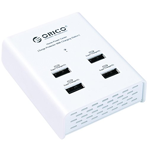 ORICO 48W 4 Port USB Smart Charging Station for iPhone, iPad, Samsung Galaxy, Nexus, HTC, Motorola, LG and More - White