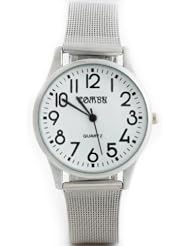 HACBIWA Fashion Luxury White Dial Silver Steel Band Easy Read Lady Casual Sport Quartz Watch