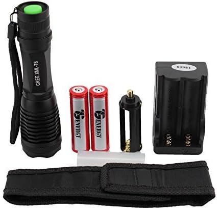TGLOE (Tm)-led Zoomable Flashlight XML-T6 Aluminum Lamps Hand Strapt with 2x 18650 Battery + 1* Holster + 1 Battery Charger