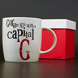 Mug - Gorgeous with a Capital G - a boxed bone china mug - Valentines Day gift