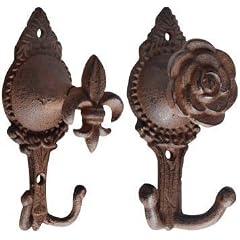 Garderobenhaken Haken Lilie Blume Gusseisen braun, Hakenform:Lilie