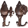 Garderobenhaken Haken Lilie Blume Gusseisen braun, Hakenform:Lilie
