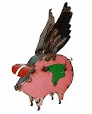 Recycled Metal Garden Sculpture: Little Flying Piglet Pig