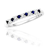  : 10k White Gold Sapphire and Diamond Ring, Size 6