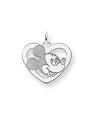 Disneys Mickey Mouse Heart Shaped Charm in Silver - 3/4 Inch