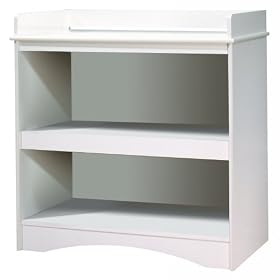 South Shore Furniture, Peak-a-Boo Collection, Changing Table with Open Storage Space, Pure White