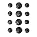 Set of 12 Matte Black Nautical Anchor Buttons in Two Sizes, Made in France