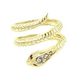 Fabulous Solid Yellow Gold Natural Tanzanite & Ruby Detailed Snake Ring - Finger Sizes 5 to 12 Available