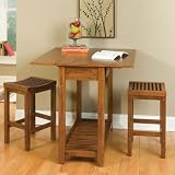 Home Styles Hatley Expandable Console Dining Table with 2 Barstools Cottage Oak - HMS620-2