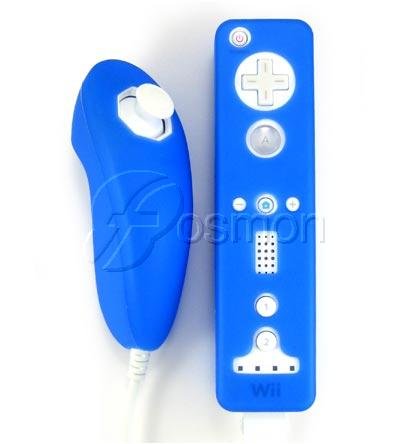 Fosmon Nintendo Wii Remote and Nunchuck Safe-Grip Silicone Skin Case (Navy Blue)