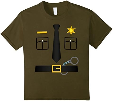 Kids Police Uniform Costume Halloween T-Shirt - Kids to Adult 8 Olive