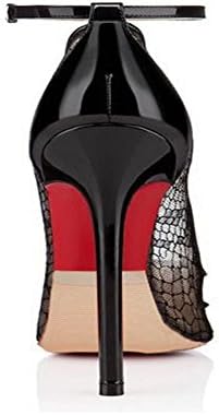 JUSITY Women's LYiambuw Pointed Toe Rivets Single Shoes Rhinestone Euramerican Style Patent Leather Stitching Shallow Mouth Stiletto Heel 12cm 13 M US