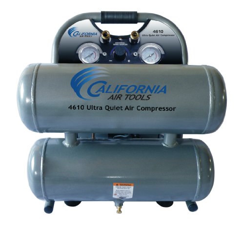 California Air Tools 4610 Ultra Quiet and Oil-Free 1.0 Hp 4.6-Gallon Steel Twin Tank Air Compressor