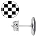Body Candy Stainless Steel Black and White Checkered Stud Earrings