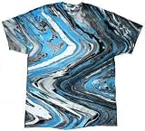 410meV1xu0L. SL160  Tie Dye MARBLE BLUE TIGER Retro Vintage Groovy Adult Tee Shirt T Shirt