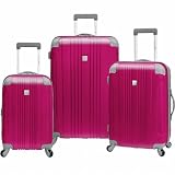 Caribbean Joe Cj6100R Malibu 3-Piece Hardshell Spinner Luggage Set- Magenta