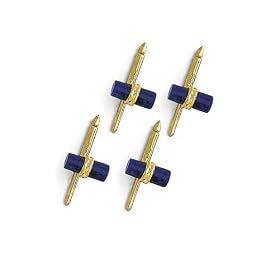 Solid 14K Gold and Lapis Stud Set (4) by 