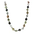 Sterling Silver Olivine, Chocolate, Black and Platinum Grey Coin Freshwater Cultured Pearl Necklace (3-13mm), 36"