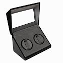Double Watch Winder Box For Two Automatic Watch Battery or AC Operation Black Finish By Tech Swiss