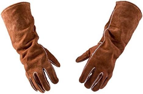 INNOVANT Large Welding Gloves Extra Long Cowhide Leather Heavy Duty Cuff Glove Fleese Palm And Thumb Best For Mig Stick Arc Tig Weld Fireplace Protection Comfort Reinforced Insulated Liner 18 " INCH