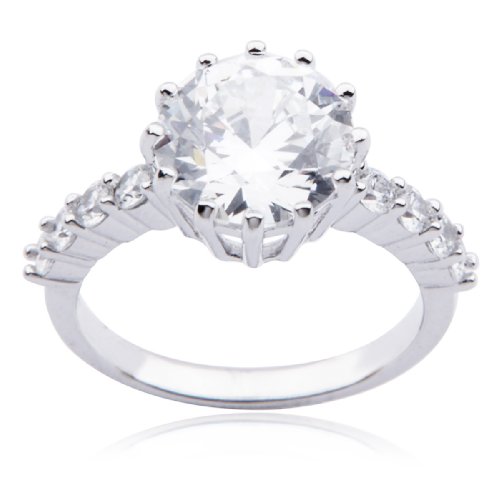 Sterling Silver Cubic Zirconia Cocktail Ring, Size 7