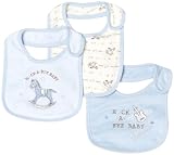 Vitamins Baby Baby-boys Newborn Rock A Bye Baby 3 Printed Bibs, Blue/Ivory, 0-6 Months