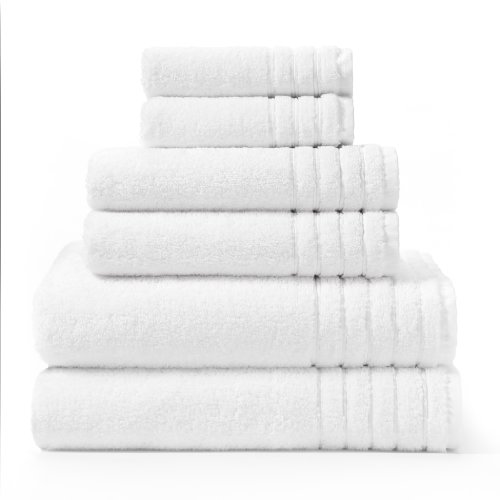 Super Zero Twist 6 piece towel set White by Cotton Craft - 7 Star Hotel Collection Beyond Luxury Softer than a Cloud - Each set contains 2 Oversized Bath Towels 30x54, 2 Hand Towels 16x30, 2 Wash Cloths 13x13 - Other colors - Vanilla, Basil Green, Tea Rose, Twilight Blue, Spa, Cassis, Mercury, Chamomile, Black - A coordinating tub mat is also available and sold separately