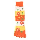 Women's / Teen Girl Fun and Funky Toe Socks (Fits Ages 13+) - Orange Yellow Flower