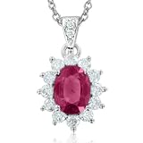 Natural Ruby and Diamond Necklace in 18k White Gold (G, SI2, 2.27 cttw) Certificate of Authenticity