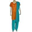 Casual Dresses Indian Cotton Salwar Kameez Short Sleeve Chikan Embroidery Size S (slk407)
