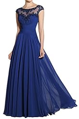 A-line Chiffon/Tulle Cap Sleeves  Illusion Jeweled Evening Dress/Prom Dress/Party Dress  With Ruffles
