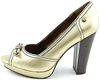 Calvin Klein Jeans Jackie Womens Size 8.5 Gold Leather Pumps Heels Shoes EU 39.5