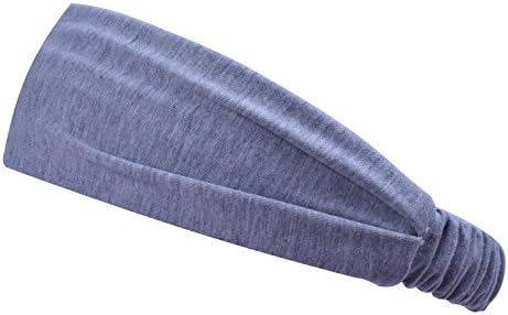 BNSE Fashion and Wide Grey Headband Sport Moisture Wicking Headwraps for Women Comfortable and Soft Adjustable Sweat Head Band Light Grey