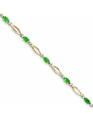 2.2 Carat 14K Gold Diamond and Emerald Bracelet
