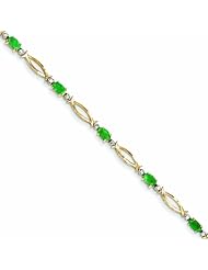 Genuine 14K Yellow Gold Diamond And Emerald Bracelet 4 Grams Of Gold 100% Satisfaction Guaranteed.